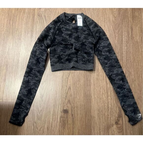 Gymshark Adapt Camo Seamless Long Sleeve Workout Crop Top Size S - Picture 5 of 8